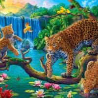 Алмазная мозаика «Семья леопардов»